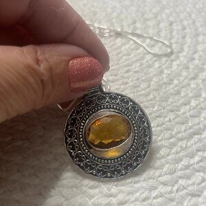 Gorgeous DEEP CITRINE FILIGREE Handmade Sterling 925 Pendant/Chain #921D